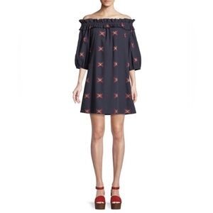 Trina Turk Anthurium Butterfly Jacquard Off-the-Shoulder Mini Dress Size XS NWOT